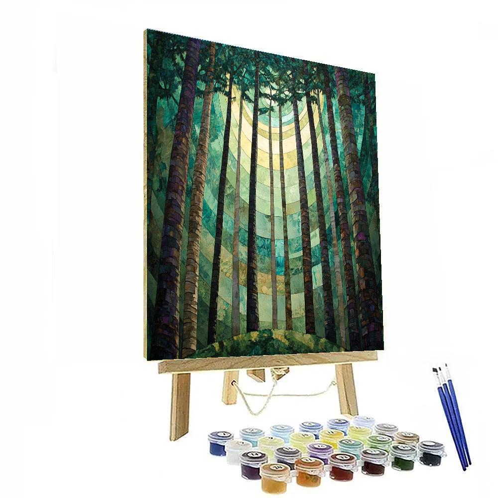 Emily Carr Inspired Cedar Cathedral With Boreal Light Shafts Paint by numbers kits