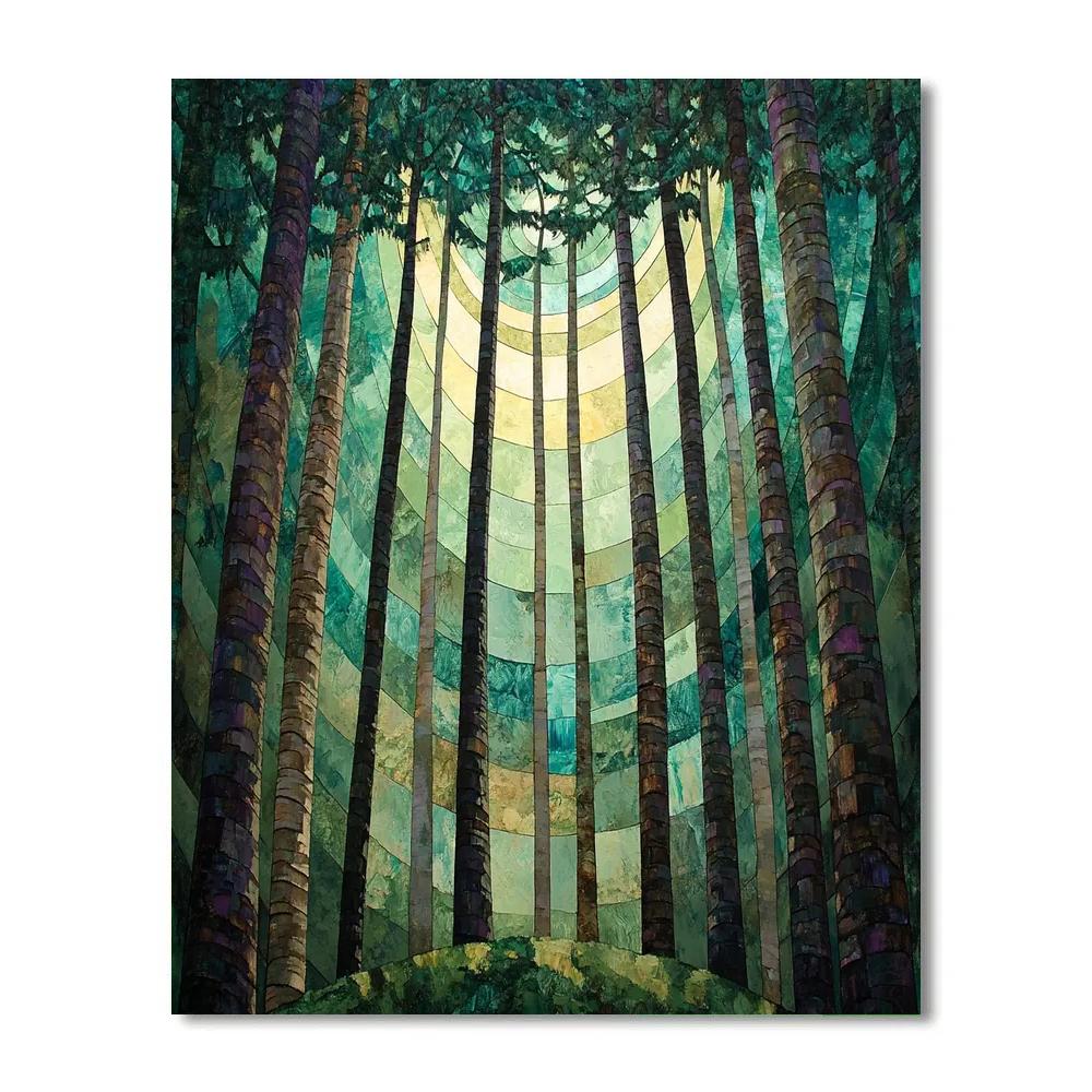 Emily Carr Inspired Cedar Cathedral With Boreal Light Shafts Paint by numbers kits