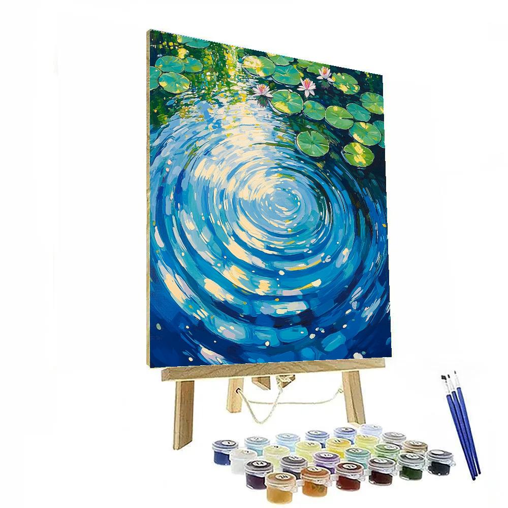 Claude Monet Inspired Sunlit Garden Pond Ripple Rings Paint by numbers art