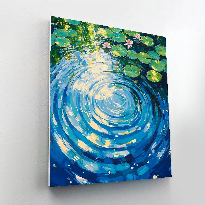 Claude Monet Inspired Sunlit Garden Pond Ripple Rings Paint by numbers art