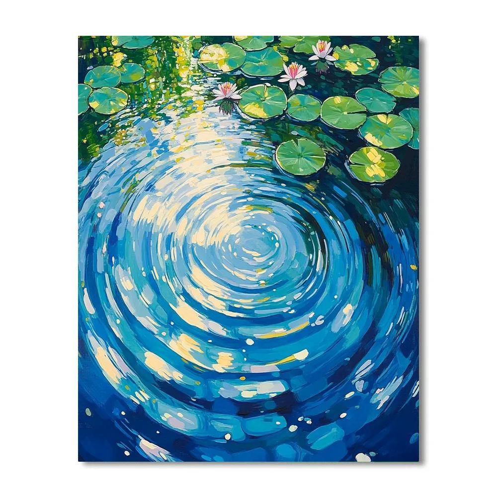 Claude Monet Inspired Sunlit Garden Pond Ripple Rings Paint by numbers art