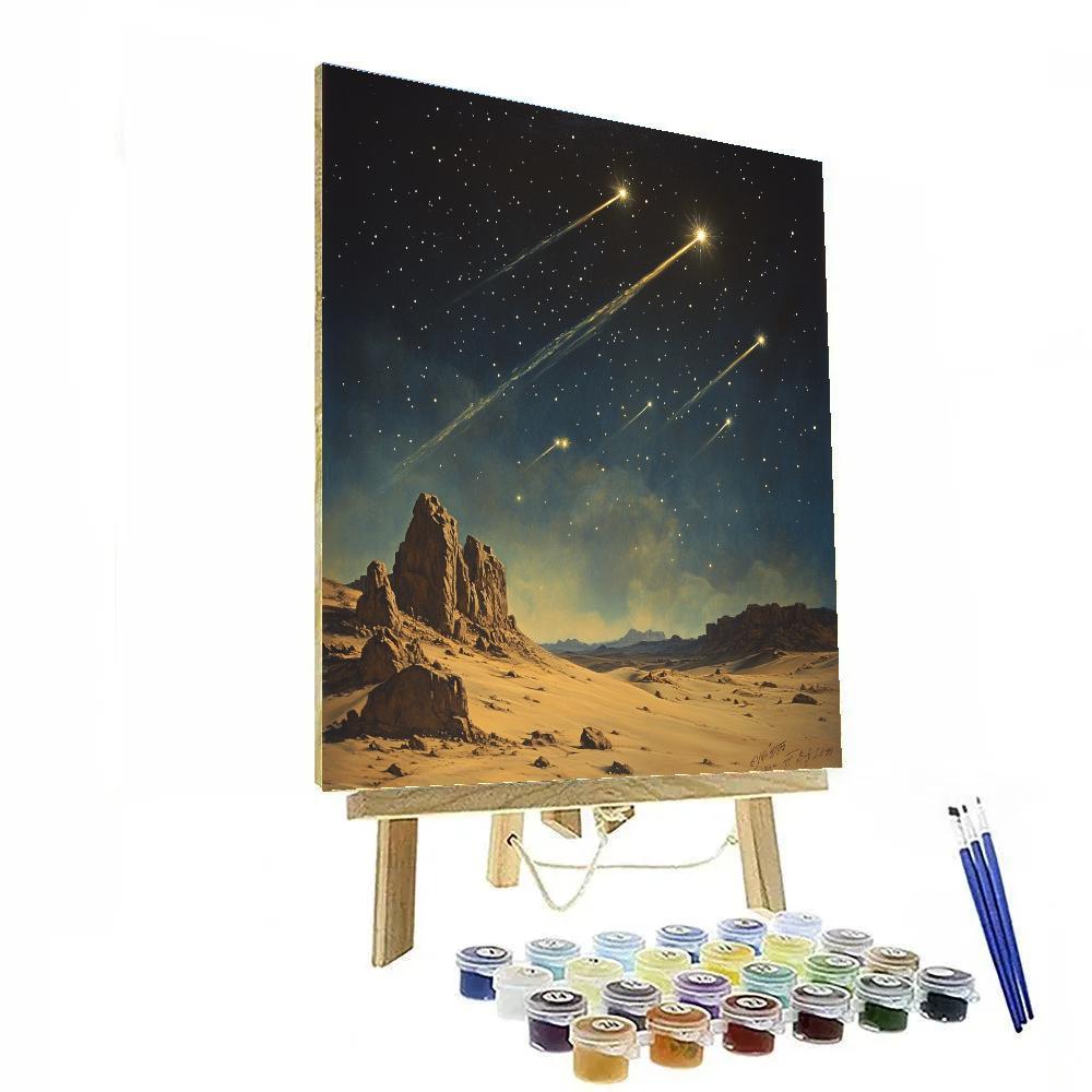 Leonardo Da Vinci Inspired Meteor Shower Over Quiet Desert painting number kit