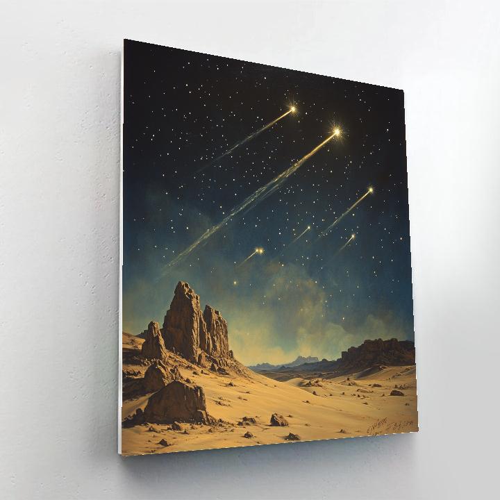 Leonardo Da Vinci Inspired Meteor Shower Over Quiet Desert painting number kit
