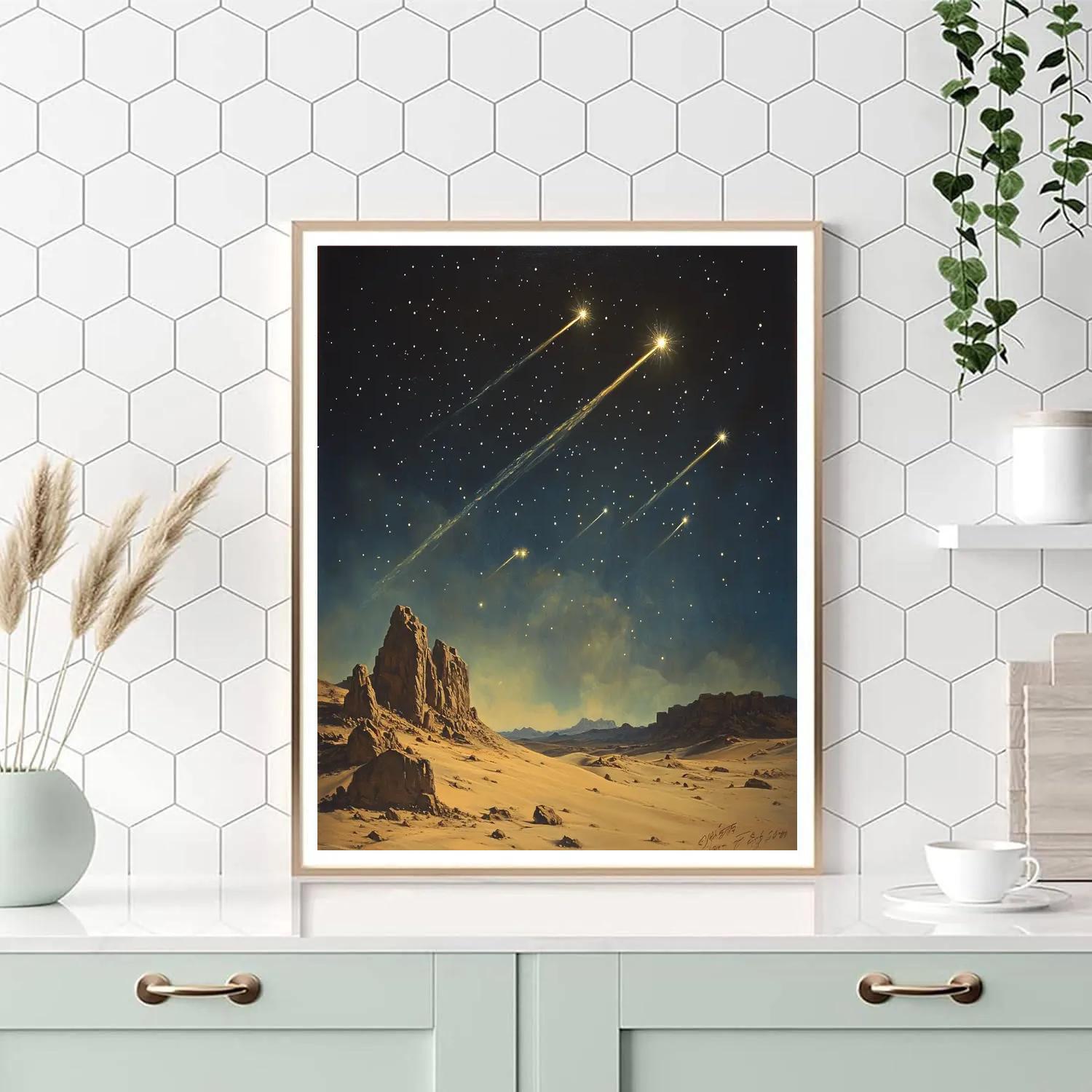 Leonardo Da Vinci Inspired Meteor Shower Over Quiet Desert painting number kit