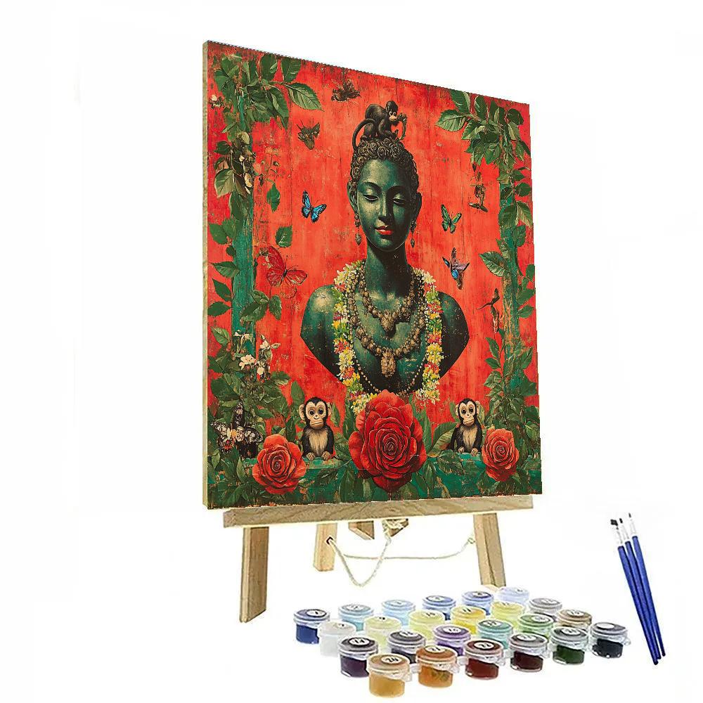 Frida Kahlo Inspired Flowered Self Symbolism Paint by numbers art