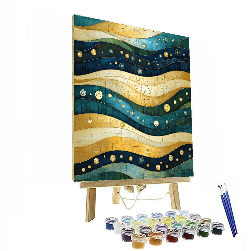 Gustav Klimt Inspired Ornamental River Current Numbered painting kits