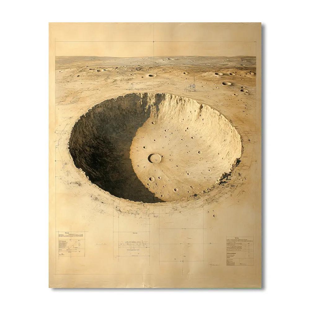 Leonardo Da Vinci Inspired Lunar Ice Crater Study painting number kit