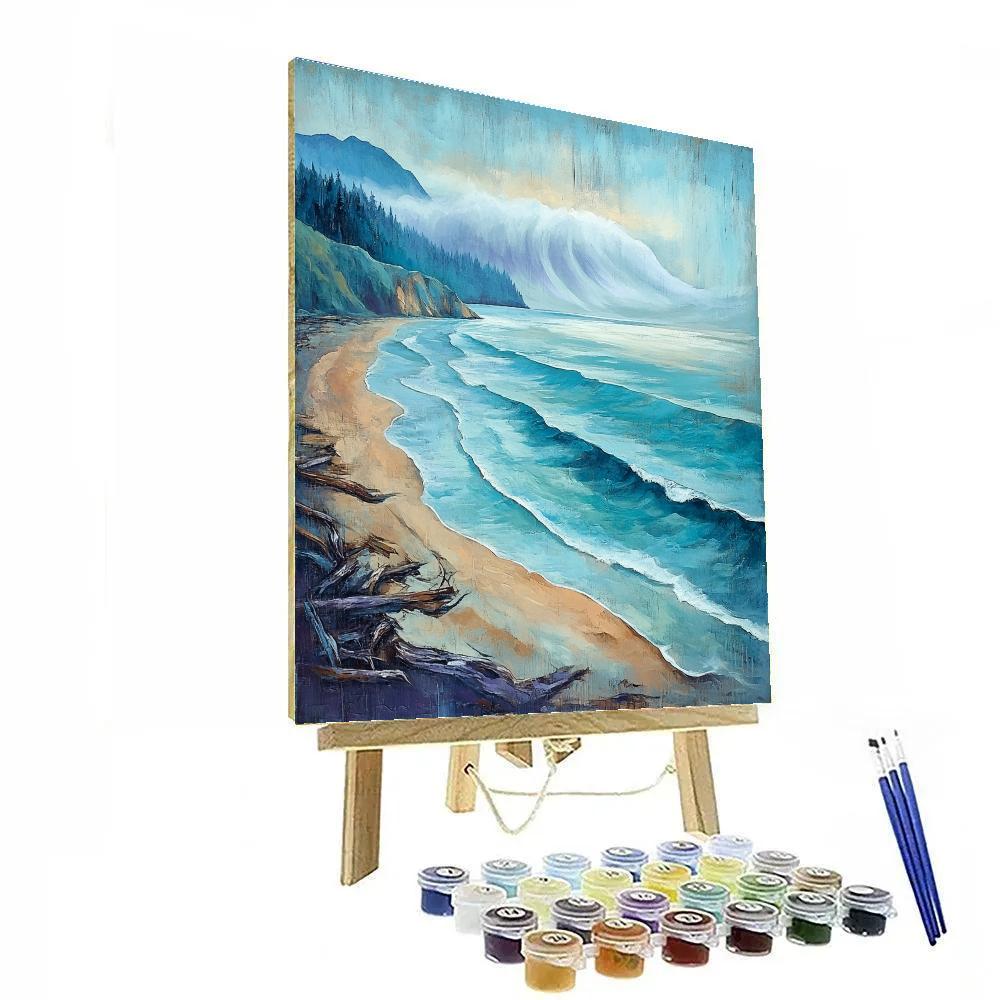 Emily Carr Inspired Driftwood Coast With Tidal Mist Ribbons Painting by numbers kit