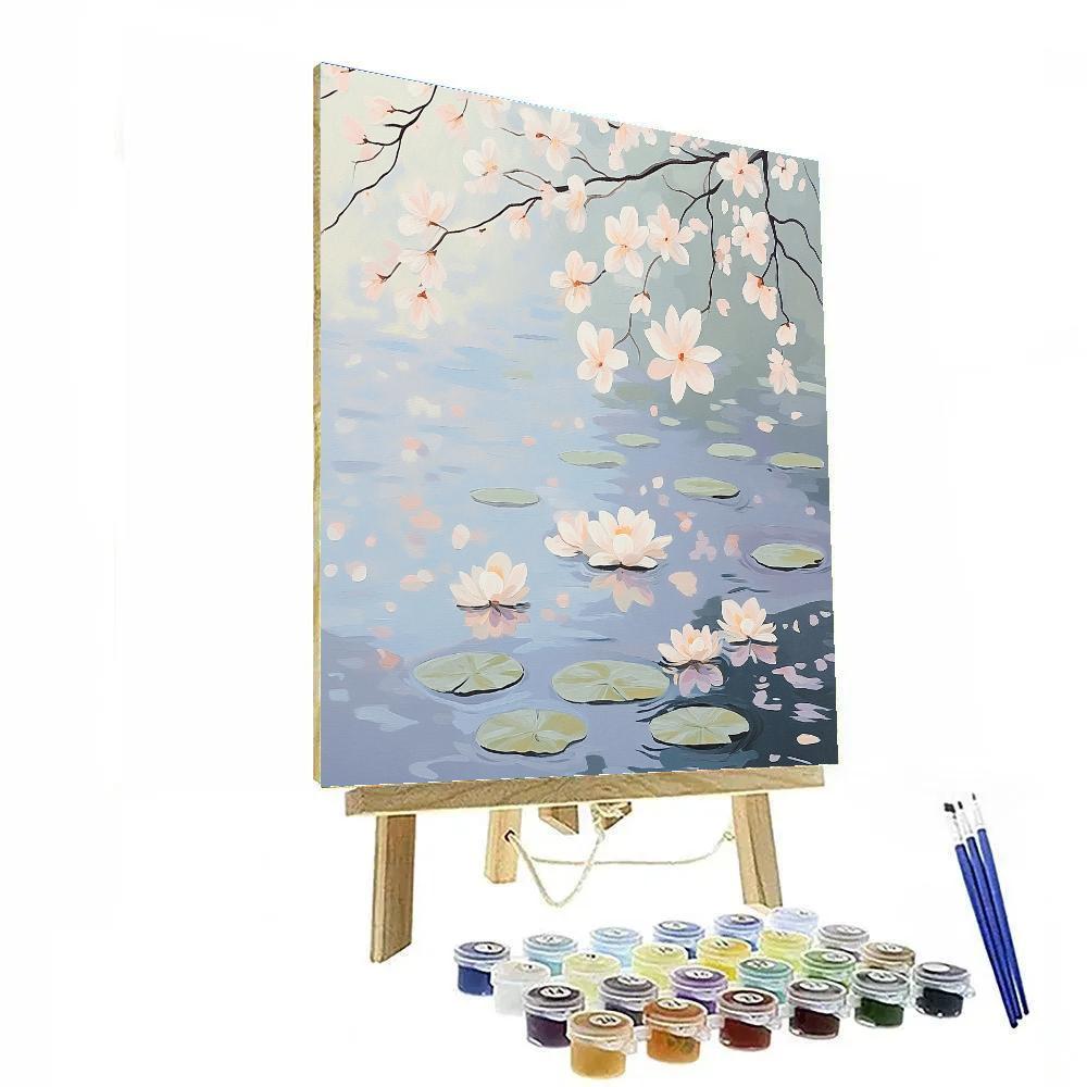Claude Monet Inspired Cherry Blossom Reflection Drift painting number kit