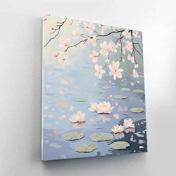 Claude Monet Inspired Cherry Blossom Reflection Drift painting number kit