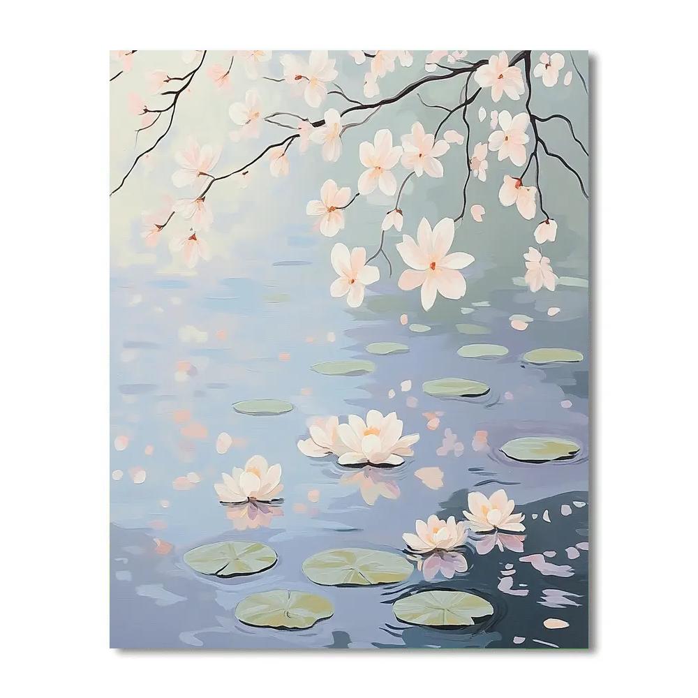 Claude Monet Inspired Cherry Blossom Reflection Drift painting number kit
