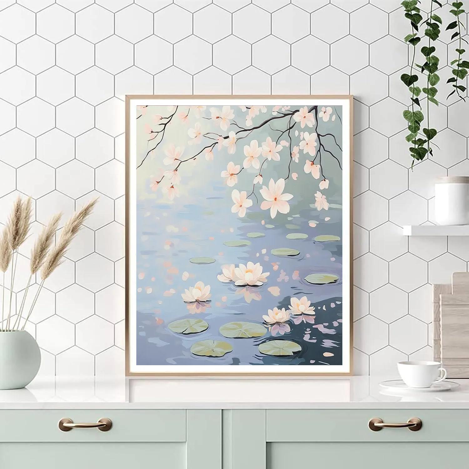 Claude Monet Inspired Cherry Blossom Reflection Drift painting number kit