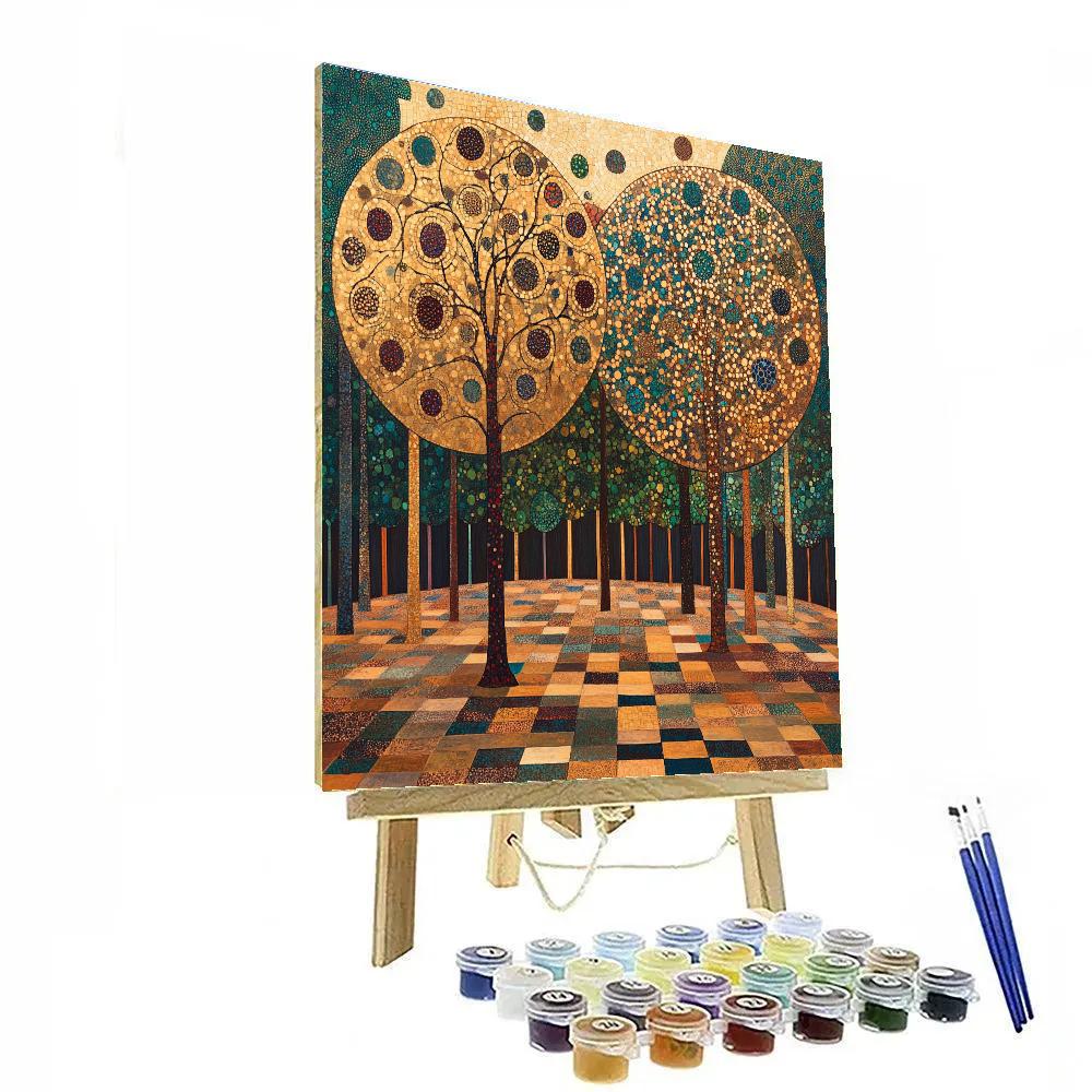 Gustav Klimt Inspired Golden Orchard In Autumn Painting by numbers kit
