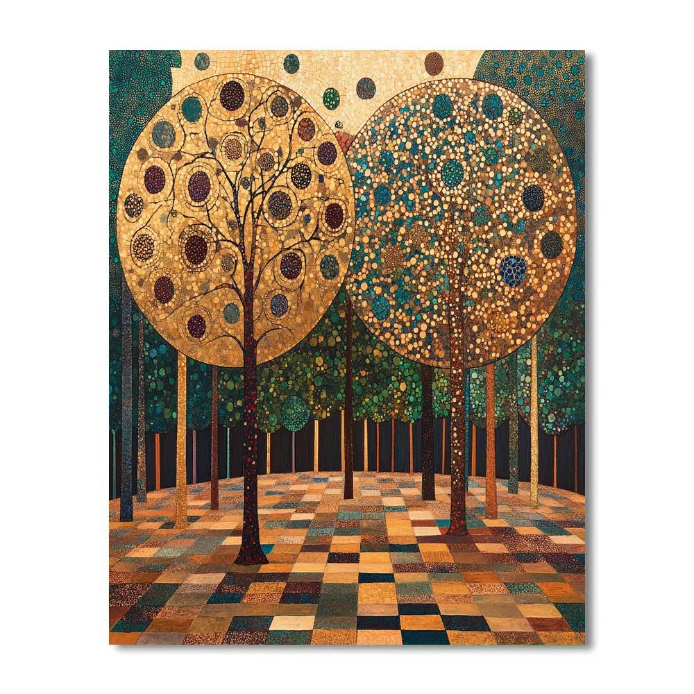 Gustav Klimt Inspired Golden Orchard In Autumn Painting by numbers kit