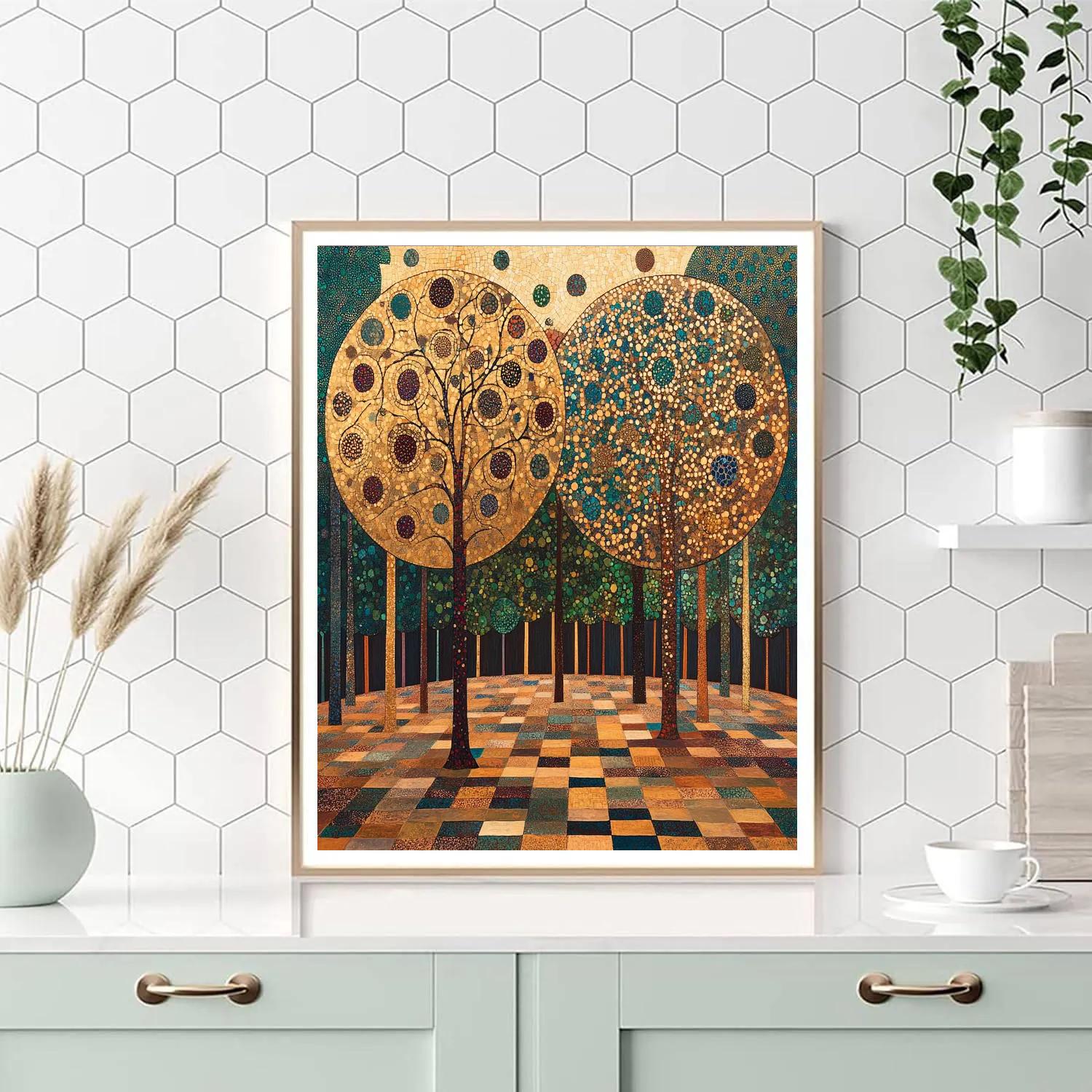 Gustav Klimt Inspired Golden Orchard In Autumn Painting by numbers kit