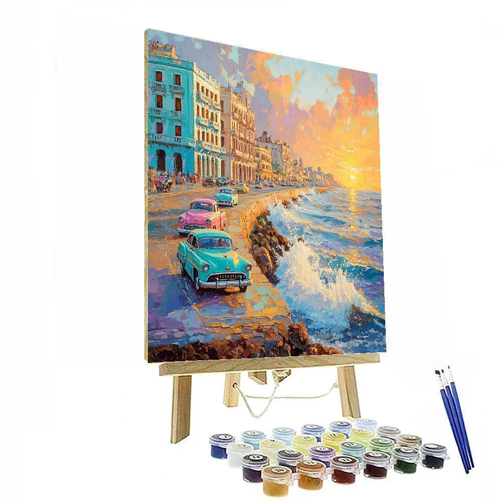 Waterfront Promenade El Malecon Havana Cuba Painting by numbers kit
