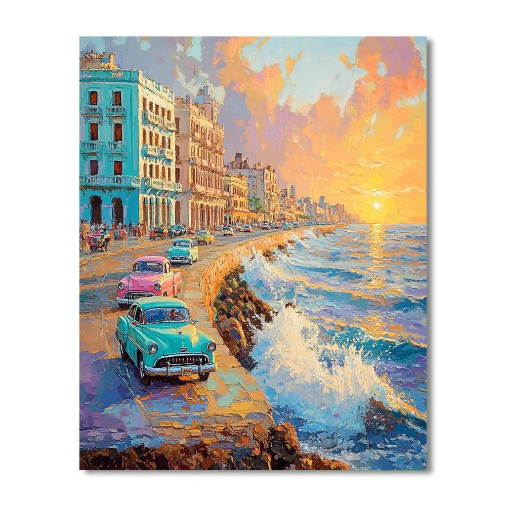 Waterfront Promenade El Malecon Havana Cuba Painting by numbers kit