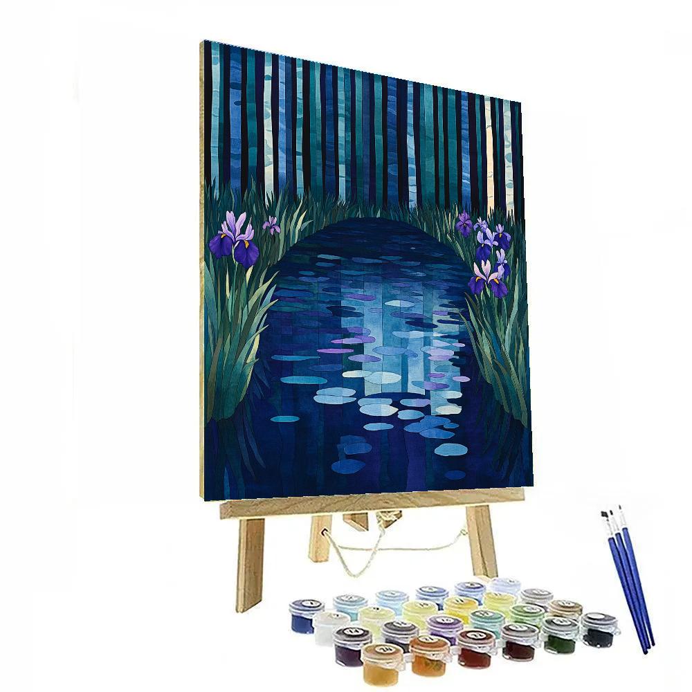 Claude Monet Inspired Twilight Reflections In Iris Pond paint by color