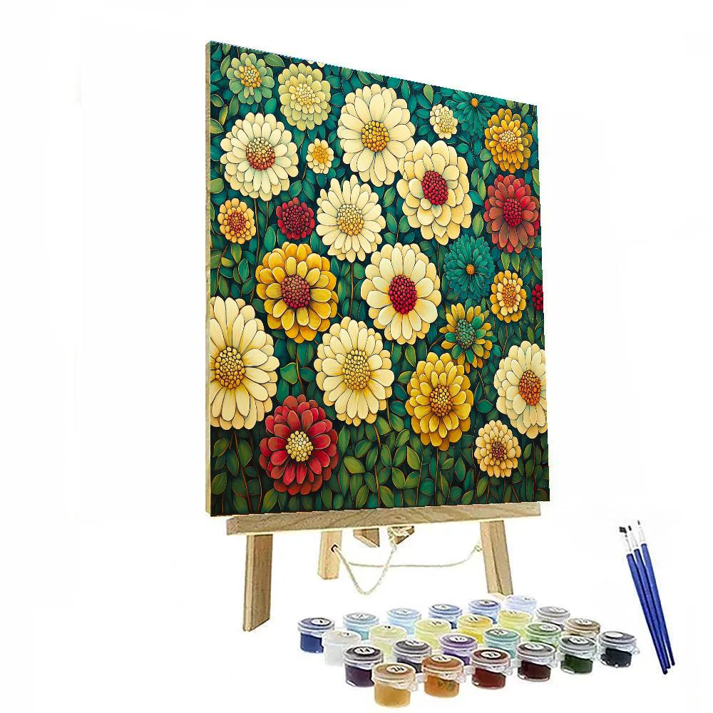 Gustav Klimt Inspired Mosaic Meadow Of Wildflowers Paint by numbers art