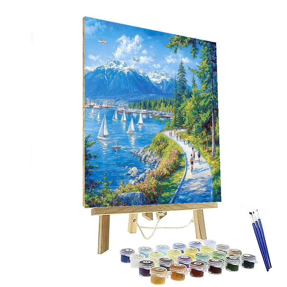 Vancouver Seawall And Harbor Mountains Canada painting number kit