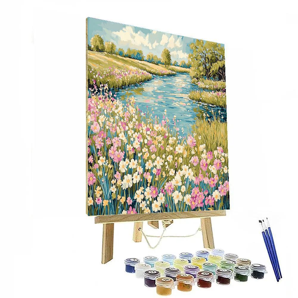 Claude Monet Inspired Late Summer Riverbank Wildflowers Number painting