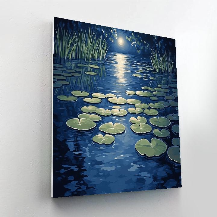 Claude Monet Inspired Moonlit Water Garden Blues Paint by numbers kits