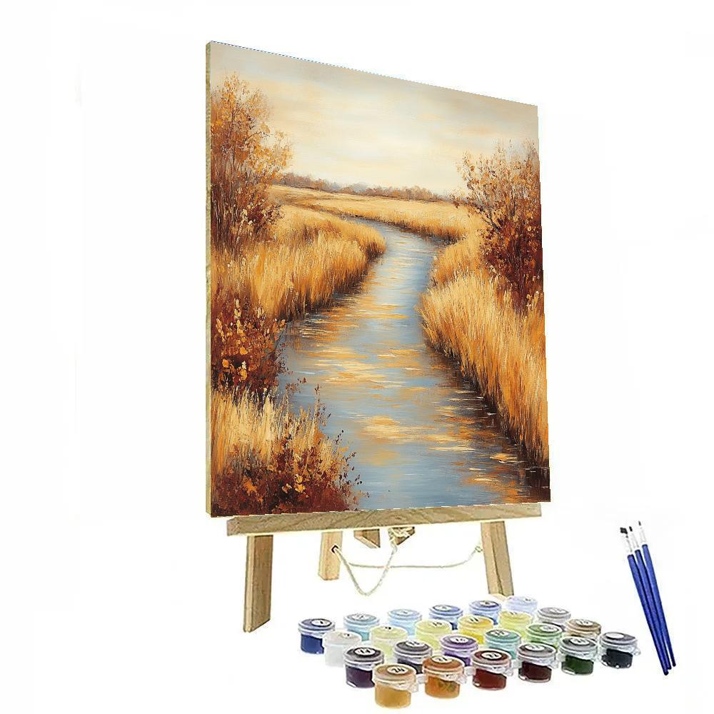 Claude Monet Inspired Canal At Sunlit Mid Autumn paint by number