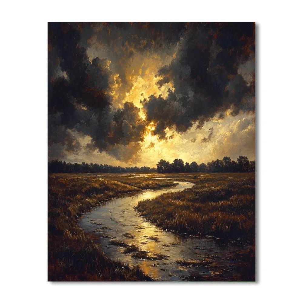 Rembrandt Inspired Thunderbreak Over Peat Marshes Painting by numbers kit