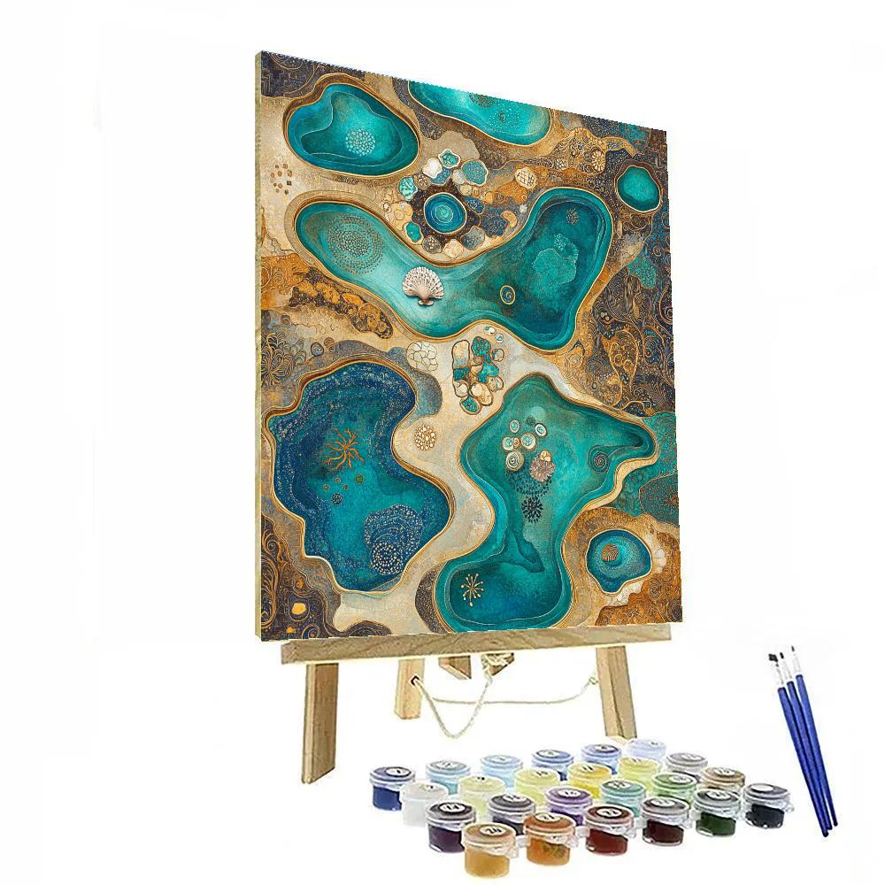 Gustav Klimt Inspired Golden Tidepools Painting by numbers kit