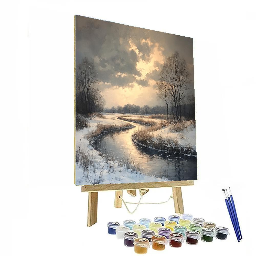Rembrandt Inspired Frost Haze On The Silent River Bend paint by number
