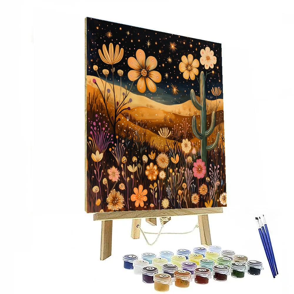 Frida Kahlo Inspired Stardust Cactus Bloom Mirage Paint by numbers art
