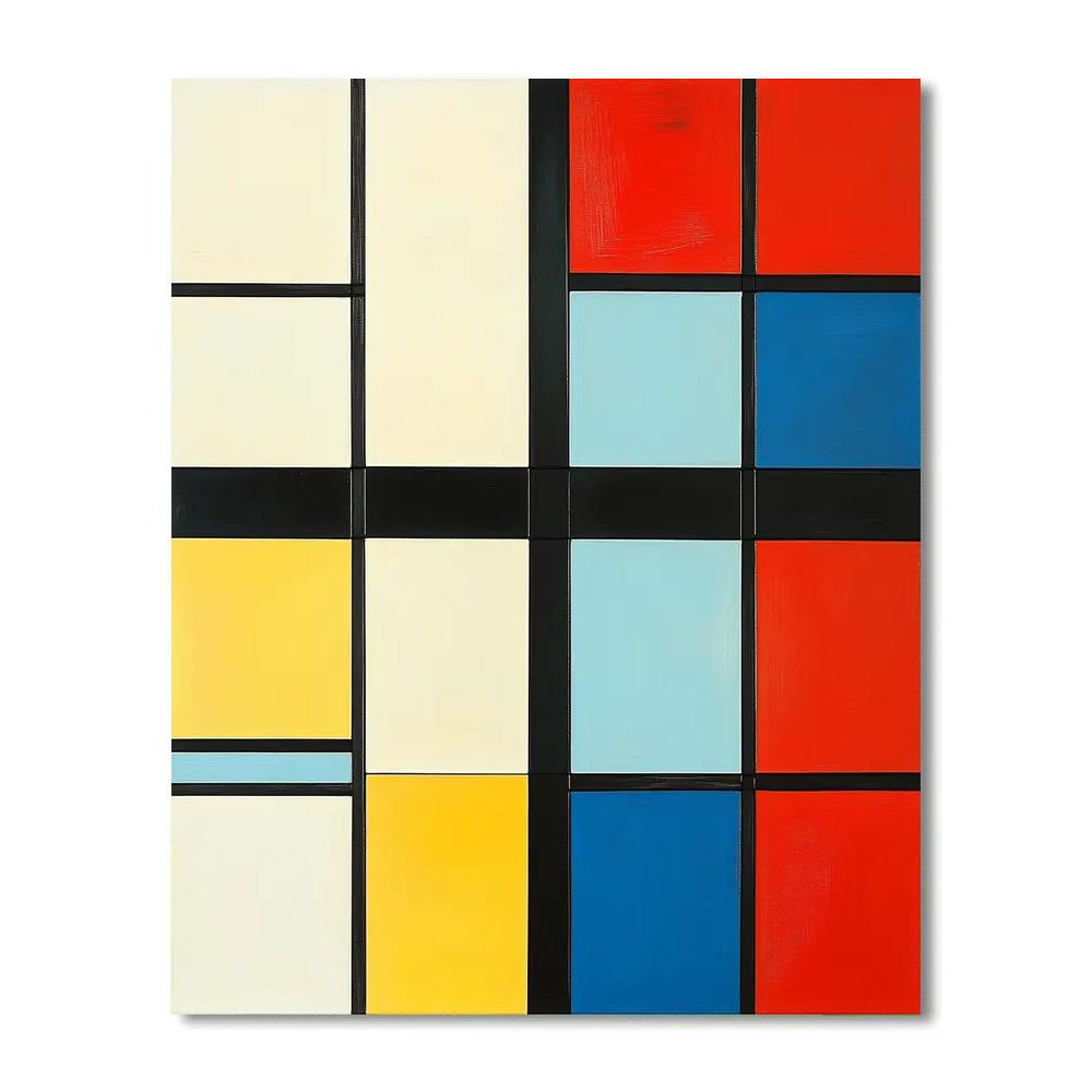 Piet Mondrian Inspired City Grid paint by number
