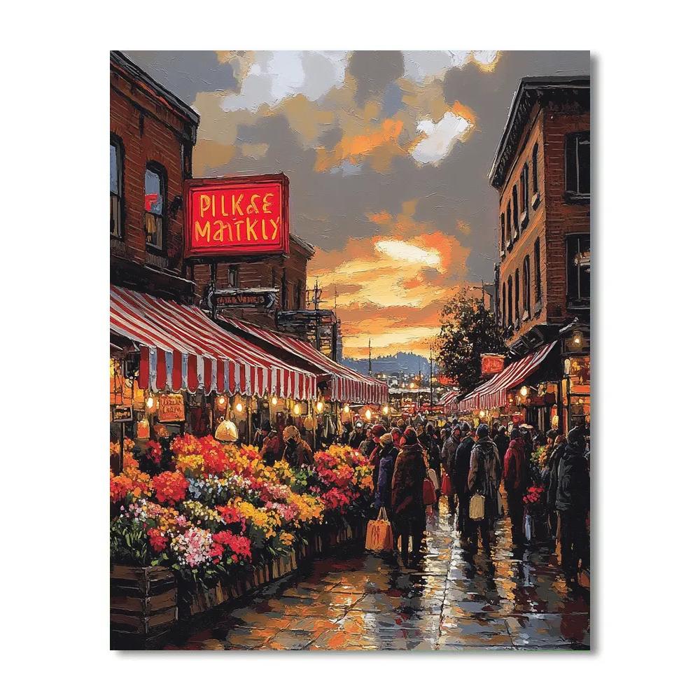 Seattle Pike Place Market Entrance United States DIY paint by numbers