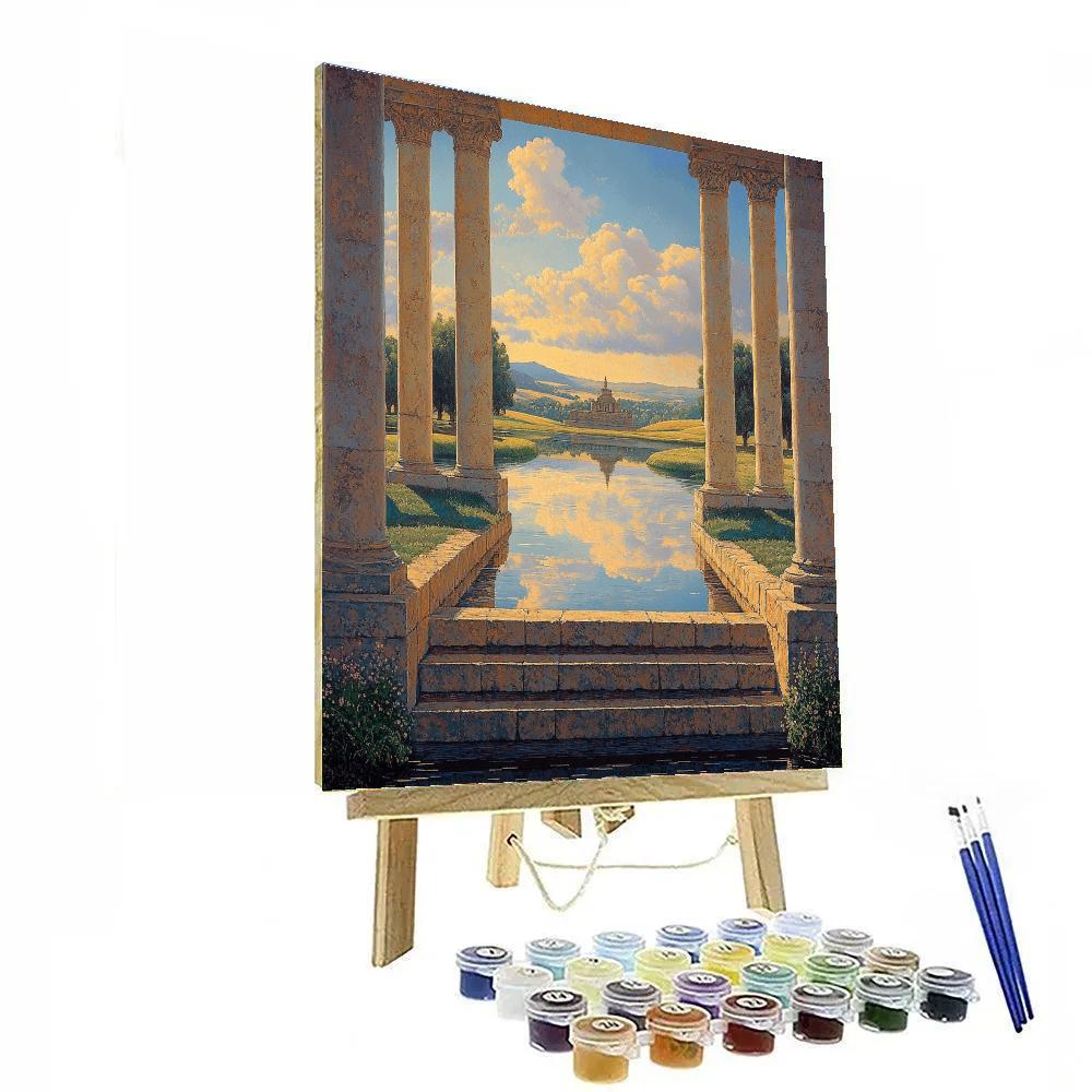 Raphael Inspired Celestial Portico Over A Mirror River Numbered painting kits