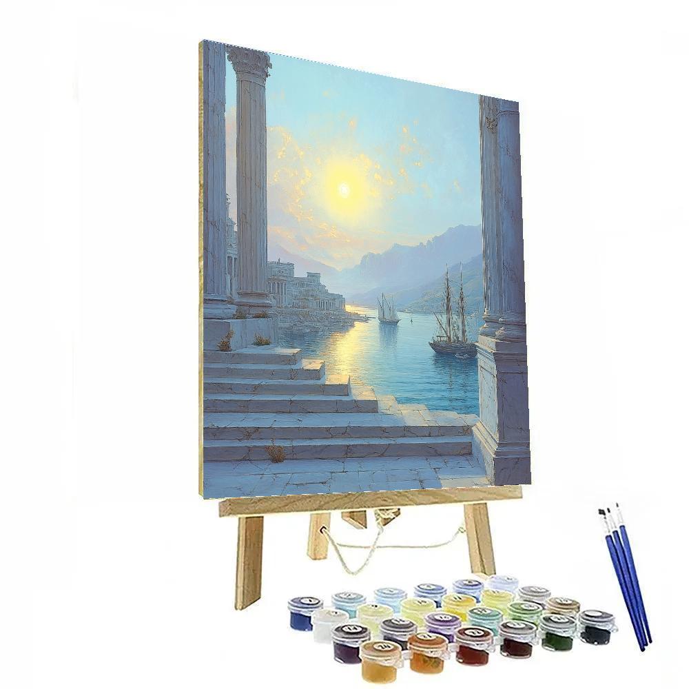 Claude Lorrain Inspired Harbor Sunrise paint by color