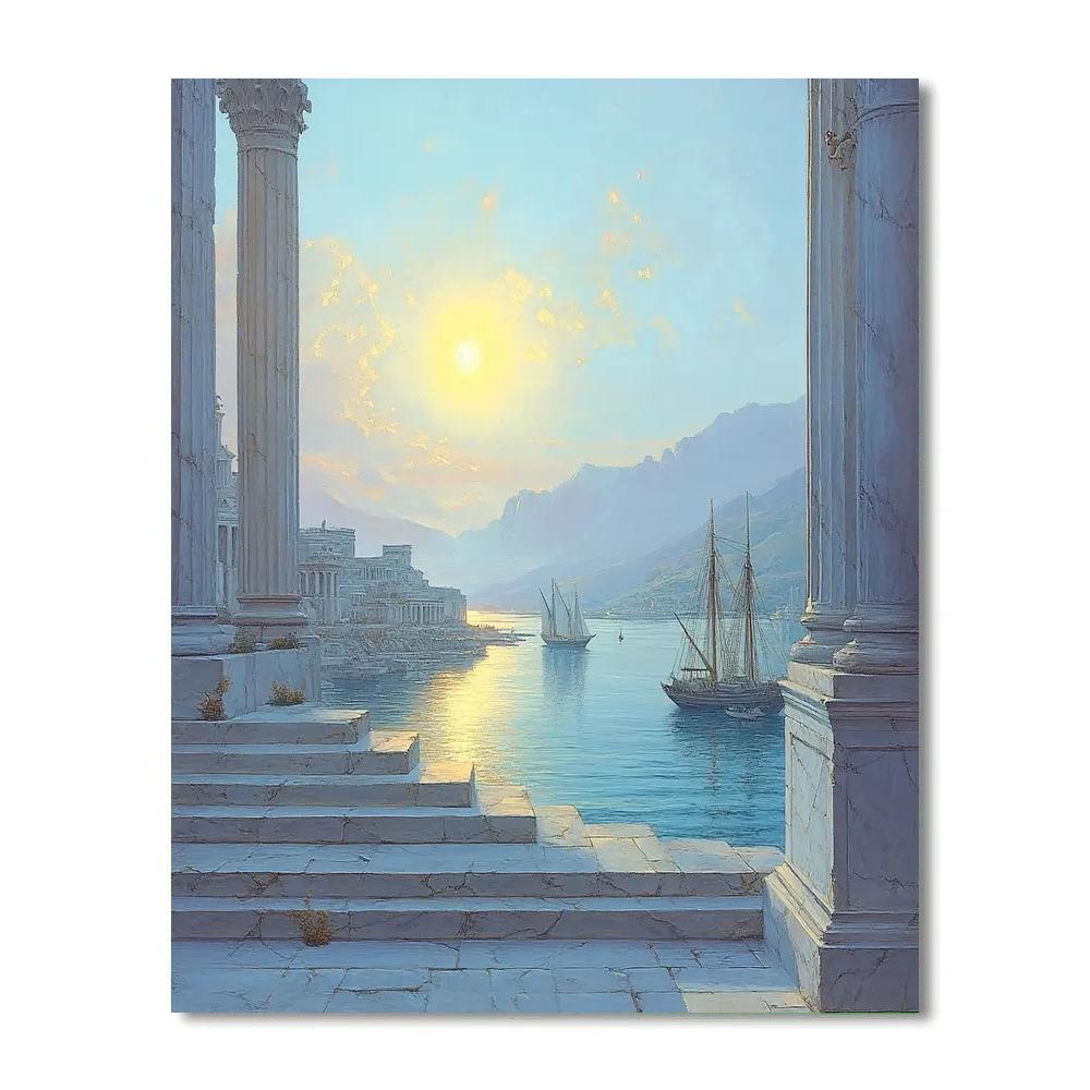 Claude Lorrain Inspired Harbor Sunrise paint by color