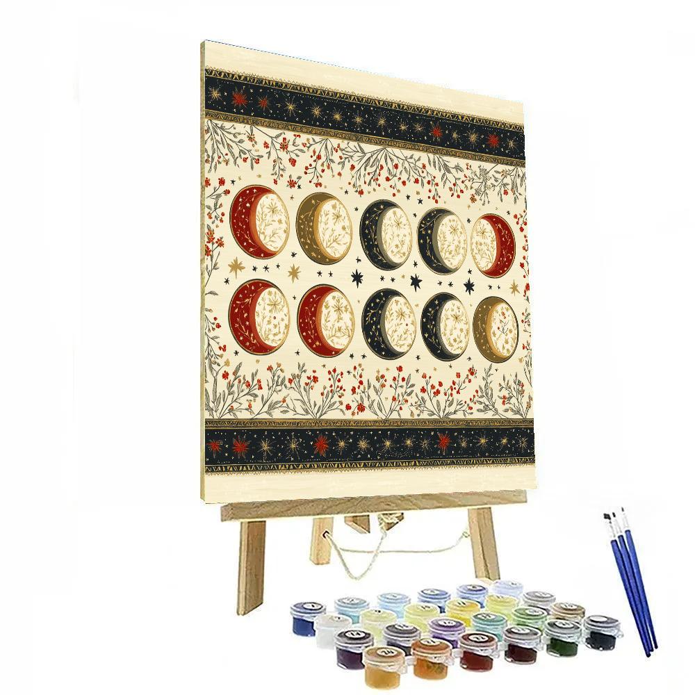 Frida Kahlo Inspired Lunar Phases Floral Rosary Number painting