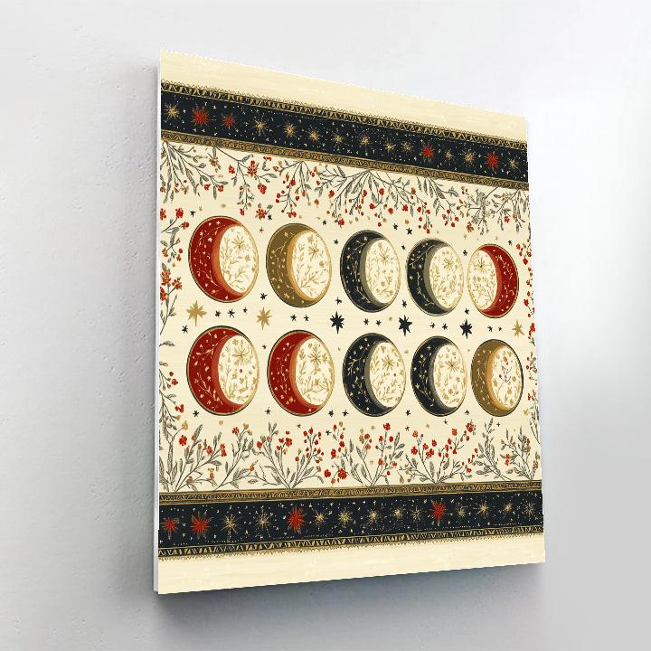 Frida Kahlo Inspired Lunar Phases Floral Rosary Number painting