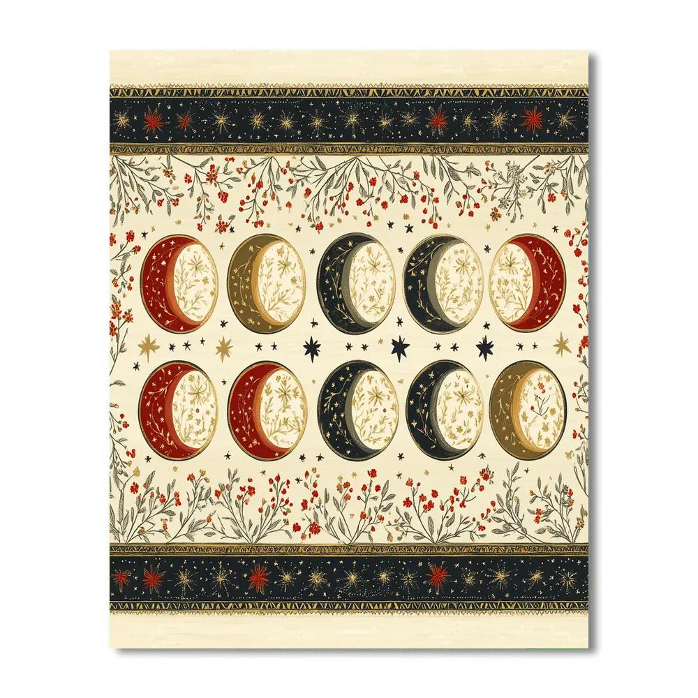 Frida Kahlo Inspired Lunar Phases Floral Rosary Number painting