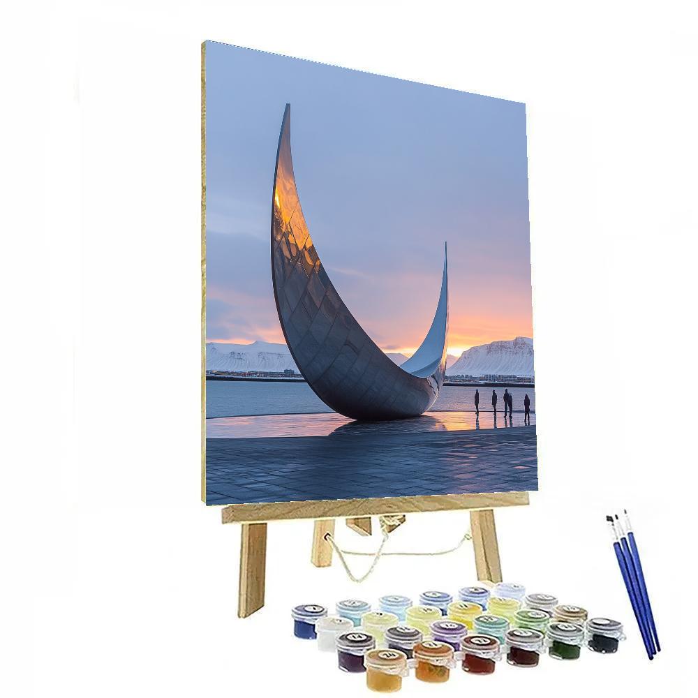 Reykjavik Sun Voyager Sculpture Iceland paint by number