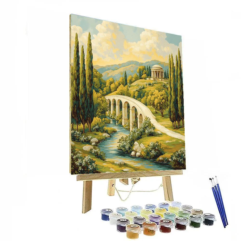 Raphael Inspired Ivory Aqueduct Under Laurel Skies paint by numbers