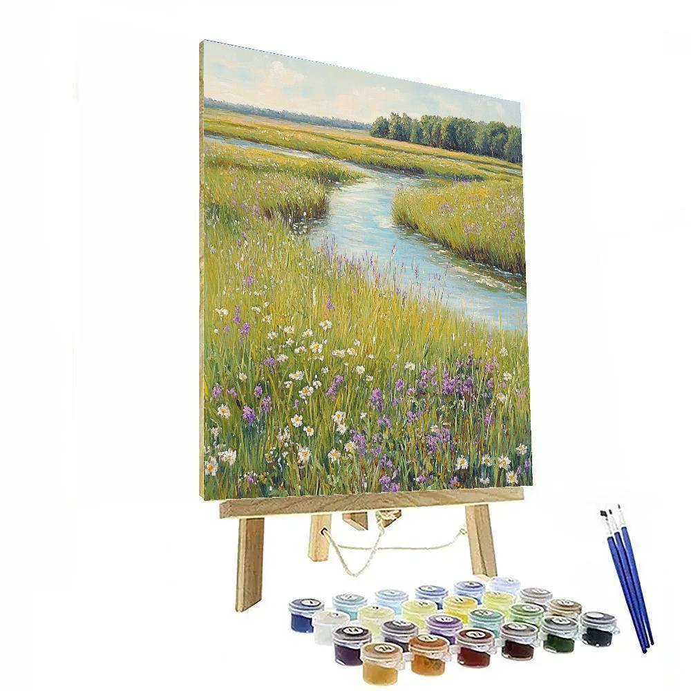 Claude Monet Inspired River Meadow In Soft April Light painting number kit