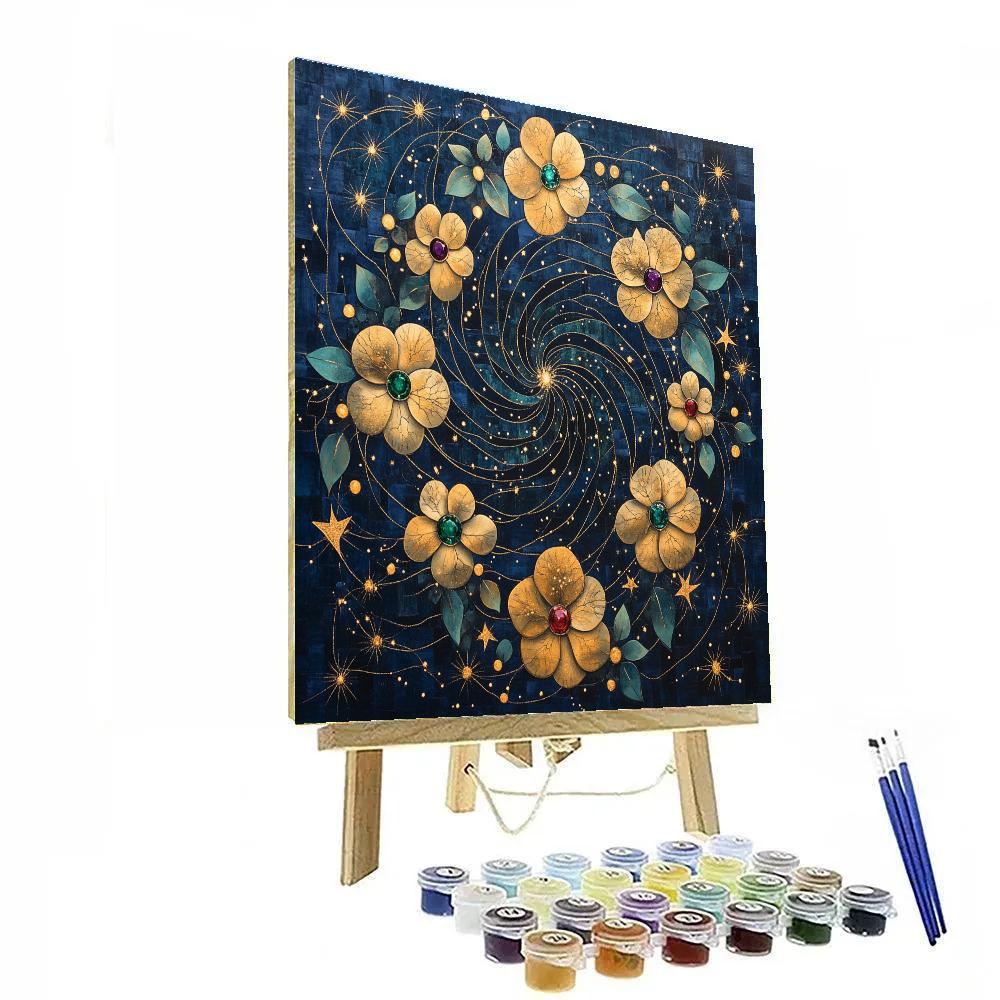 Gustav Klimt Inspired Spiral Galaxy Garden paint by color