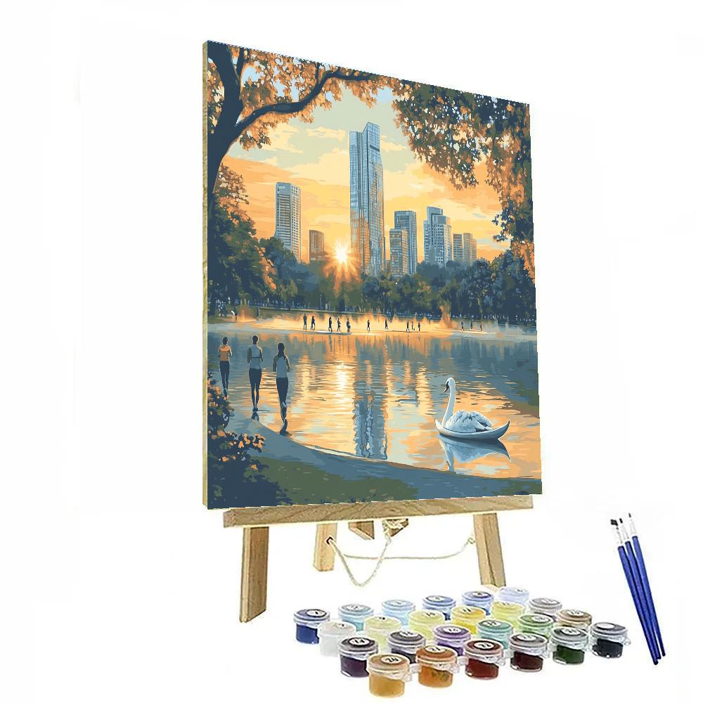 Bangkok Lumphini Park City Contrast Thailand painting number kit