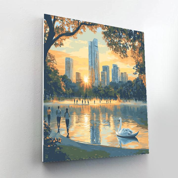 Bangkok Lumphini Park City Contrast Thailand painting number kit