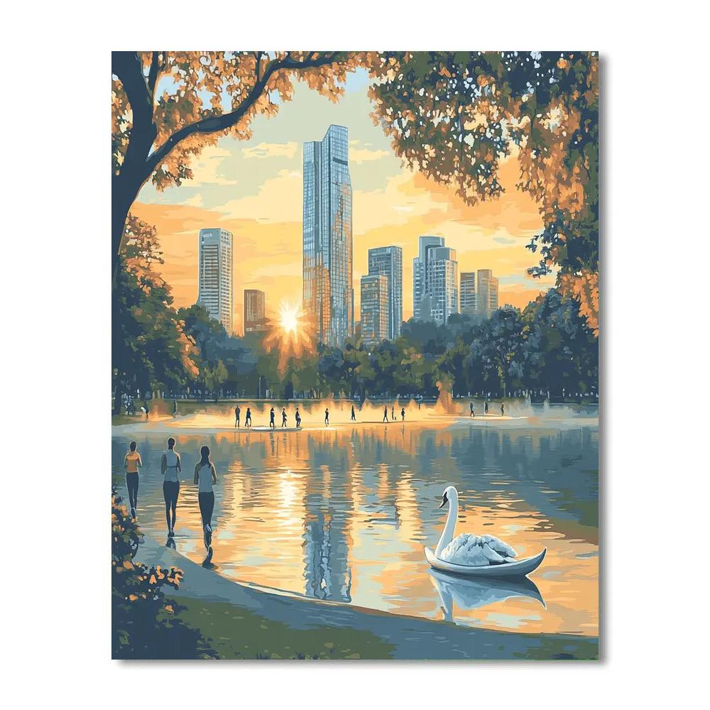 Bangkok Lumphini Park City Contrast Thailand painting number kit
