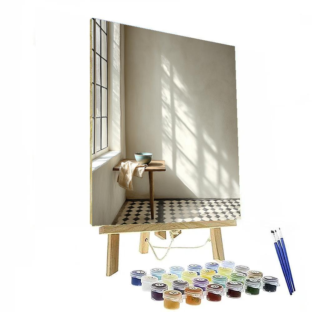 Johannes Vermeer Inspired Pearl Light On Delft Tile Floor painting number kit
