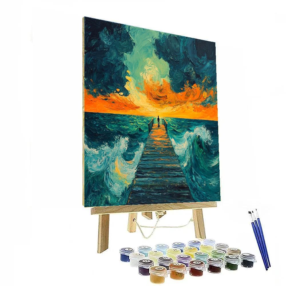 Edvard Munch Inspired Stormy Shore paint by numbers