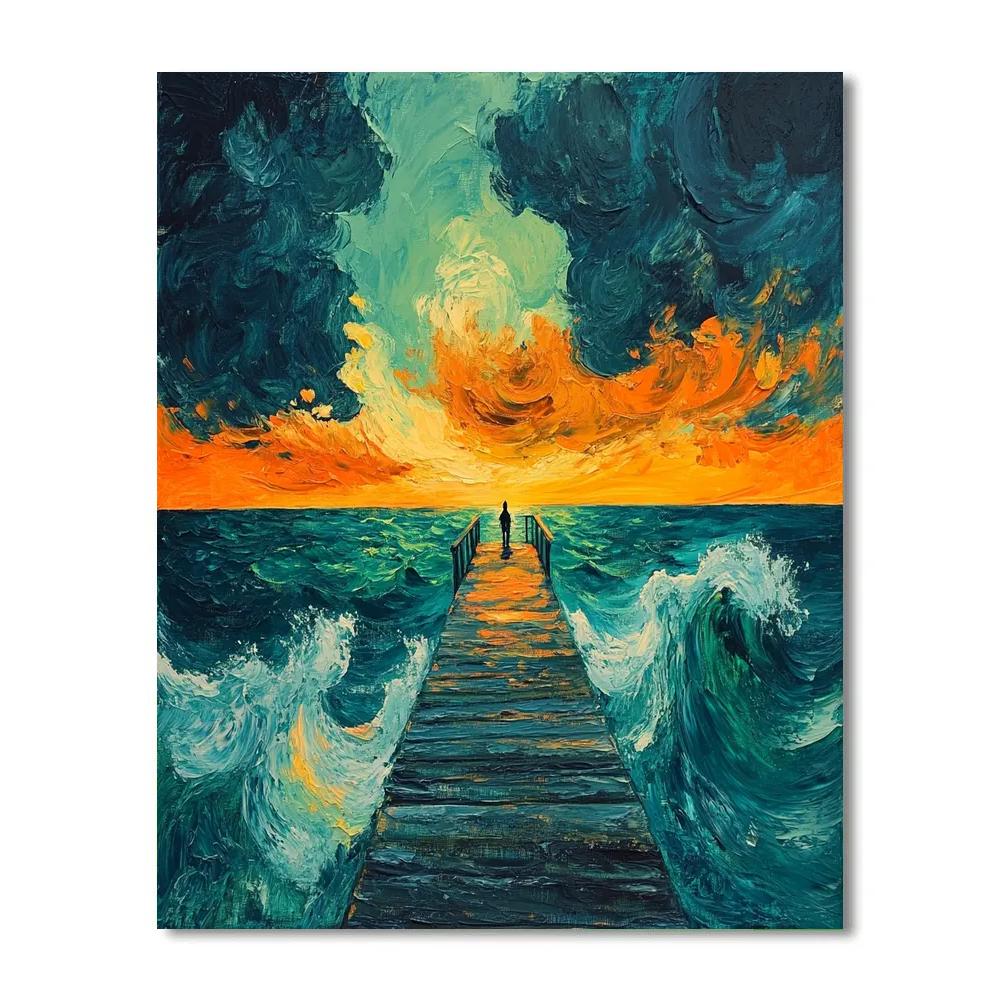 Edvard Munch Inspired Stormy Shore paint by numbers