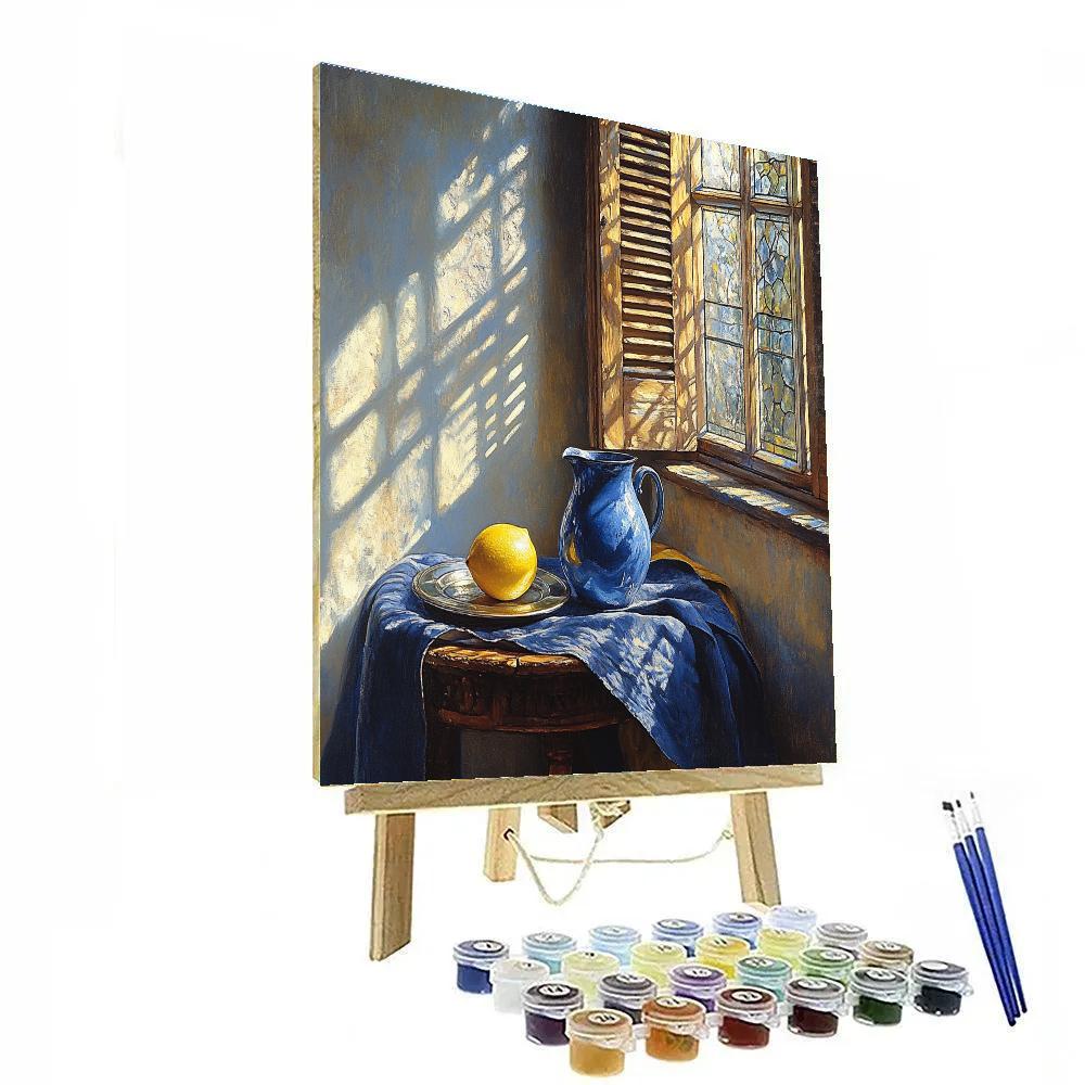 Johannes Vermeer Inspired Lapis Jug Beside Open Shutters painting number kit